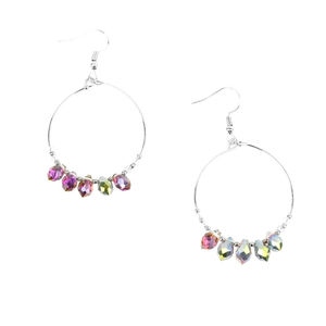New Holographic Hoops-multi Irredescant Oil Spill Silver Lightweight Earrings